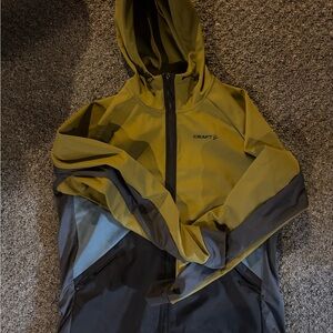 Craft Men’s Medium Hooded Softshell Jacket Green/Black Full Zip Outdoor